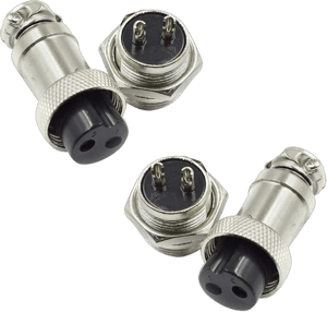 2 Pin Metal Male Female Panel Connector 16mm GX16-2P Aviation Plug Silver - (2 Sets)