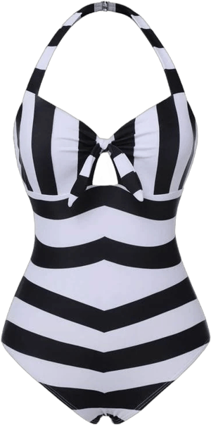 Retro Stage Chevron Stripe One Piece Bathing Suit