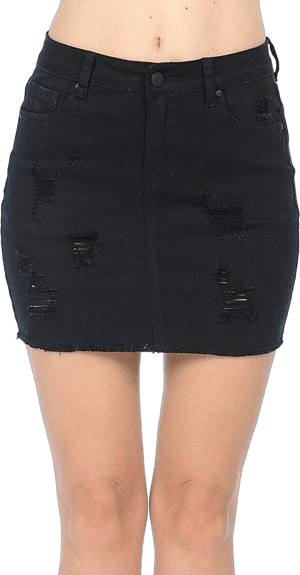 Wax Women's Distressed A-Line Denim Skirt