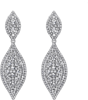 Flyonce Women's Rhinestone Crystal 2 Leaf Drop Earrings