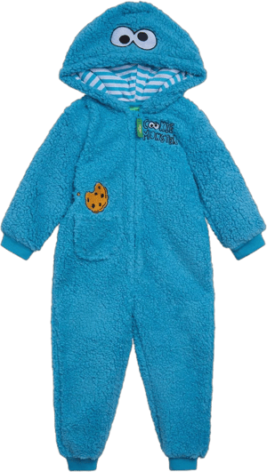 Sesame Street Cookie Monster Cozy Sherpa Zip Up Cosplay Costume Coverall