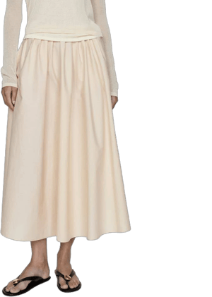 MANGO Women's Pleated Cotton Midi Skirt