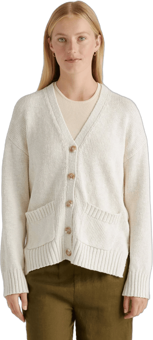 Quince Women's Relaxed Organic Cotton Linen Cardigan Sweater