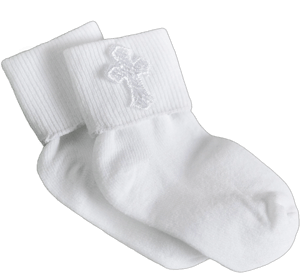 Cherished Moments Unisex Baby Baptism Sock with Cross