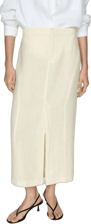 MANGO Women's Linen Slit Skirt