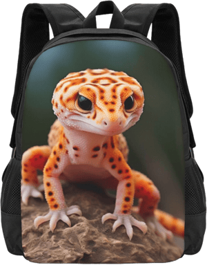 Sand Leopard Gecko Canvas Backpack For Men Women,Casual Rucksack Backpack, Laptop College Hiking Travel Bag Black One Size