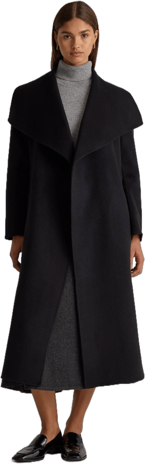 Quince Women's Double-Faced Merino Wool Draped Collar Wrap Coat