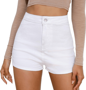 Shorts for Women Pocket Button High Waist Elastic Solid Color Denim Shorts Package Hip Sexy Jeans Denim Shorts Casual Trendy Vacation Jean Short Womens Jean Shorts, X-Large, 13-white