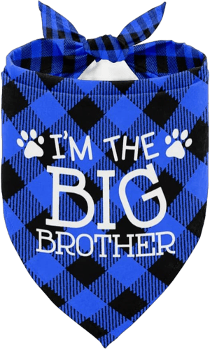 Dog Bandana, I Am The Big Brother Dog Bandana, Dog Scarf Classical Plaid Printing, Dog Scarf Accessories, Dog Bandana Pet Scarf, Pet Plaid Scarf Gender Reveal Accessories, Dog Bandana Gift (D2)