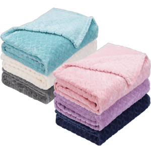 Bocaoying 6 Pcs Baby Fuzzy Blanket Fleece Baby Blanket for Boys Girls, Soft Baby Receiving Blankets, 30" x 40" Fluffy Waffle Flannel Fleece Baby Blanket for Newborn Infant Baby Crib Stroller Travel(Blue)