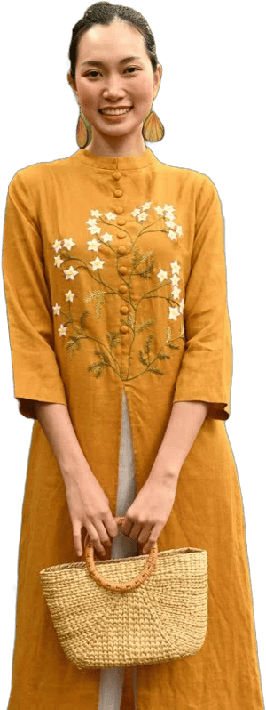 Gaia Hand-Embroidered Vietnamese Ao Dai Dress