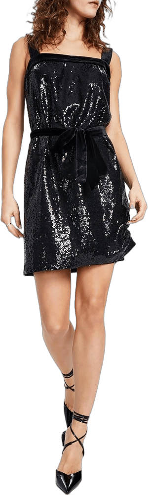 Bar III Women's Sequined Square-Neck Belted Mini Dress