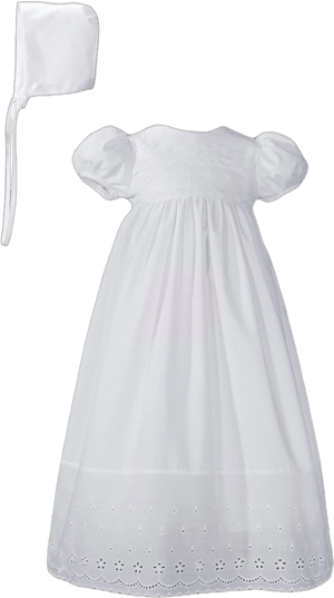 Little Things Mean A Lot Baby Girls Lace Border Christening Gown