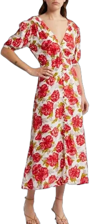 Faithfull The Brand Women's Bellavista Floral Midi Dress - Red - Casual dresses