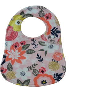 Pink Floral WATERPROOF Reversible Baby Bib, Flowers Baby Bib, Infant Bib, Baby Girl Bib, First Birthday Bib, Adjustable, Baby Shower Gift