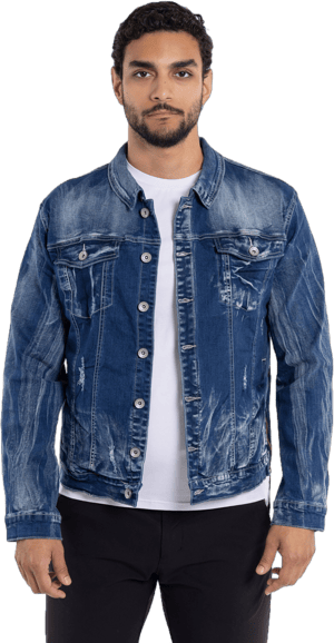 Raw X Men's Distressed Washed Denim Jacket