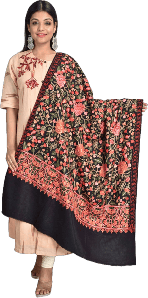 Swi with Label Kashmiri Shawl with Aari Embroidery