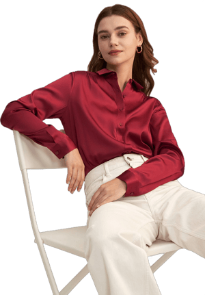 Lilysilk Women's Long Sleeve Collared Silk Blouse