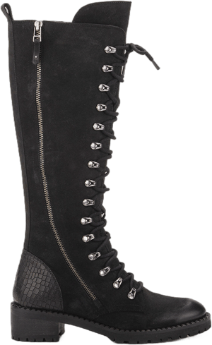 VINTAGE FOUNDRY Women's Henrietta Tall Leather Lace-Up Boots