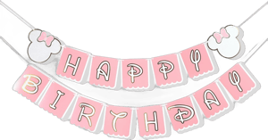 Pink Mouse Happy Birthday Banner - Minnie Mouse Birthday Decorations,1st Birthday Banner,Mouse Decoration Pink Themed Birthday Banner For Girl Kids Birthday Party Baby Shower Decorations