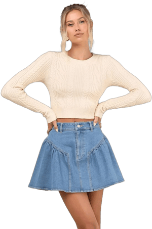 Lulus Edgy Affection High-Rise Paneled Denim Mini Skirt