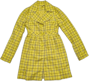 Y2k Yellow Plaid Coat Long Sleeve Button Down Clueless Womens X-small