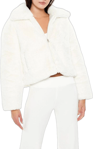 Forever 21 Women's Faux Fur Zip-Up Coat