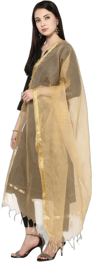 Women's Gold Blended Silk Dupatta