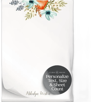 Personalized Notepad for Women, Pretty Florals, Gifts for Women Custom Notepads with 50 Sheets, Unique Christmas Gifts Idea, Custom Stationery,