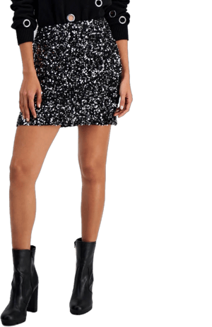 BarIII Women's Sequin-Stretch Side-Slit Mini Skirt