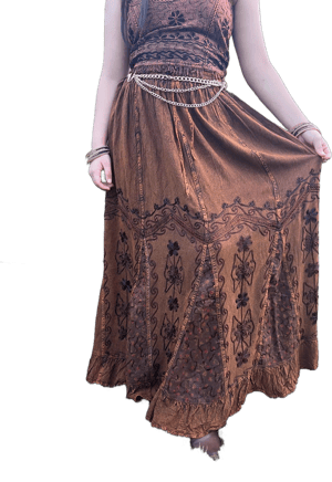 Cottage Core Fairy Vibe Embroidered Maxi Skirt