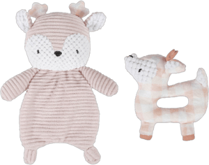 Modern Moments by Gerber Infant Unisex Plush Velvoa Lovie & Rattle Toys, 2-Piece Set