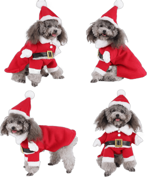 Yoption Christmas Santa Claus Dog Cat Costume with Hat, Funny Pet Christmas Cosplay Winter Warm Coat Clothes Outfit Apparel (XL) 14.1"Neck Girth, 18.1"Chest Red