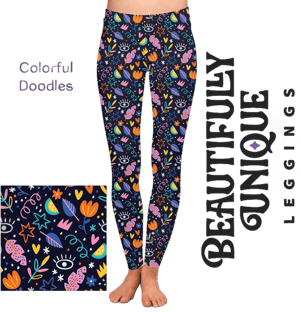 Colorful Doodles High-quality Handcrafted Vibrant Leggings