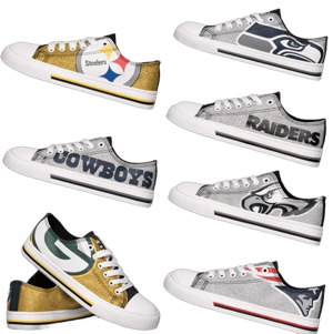 FOCO NFL Womens Glitter Low Top Canvas Shoes