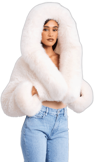 Kali Cropped Vegan Fur Jacket with Hood