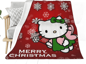 HSSYBD Merry Christmas Hello Kitty Blanket Super Soft Fuzzy Fleece Anime Throw Blanket for Couch,Bed Blankets,Sofa Cozy Warm Blankets for Winter,40x30 Inches