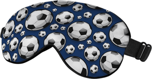 Football Sleep Eye Mask Soccer Ball Black White Square Sphere Blue Silk Eye Mask Sleeping Soft Eye Shade Cover for Men Women Boy Girl Airplane Travel with Elastic Strap