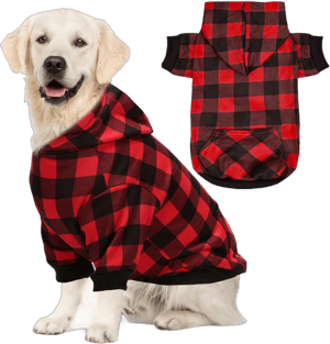 Red Plaid Dog Hoodie Soft Dog Sweater Hoodie with Leash Hole and Pocket Elastic Pet Clothes Sweatshirt for Small Medium Large Size Dogs(Red A,X-Large)