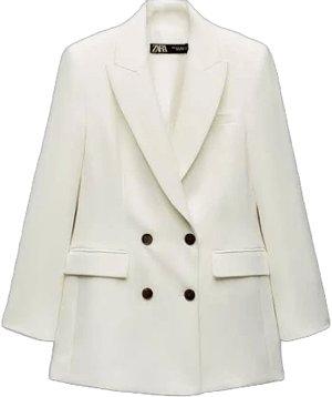 Zara Jackets & Coats | Zara Tailored Double Breasted Blazer | Color: White | Size: S | Sschossow's Closet