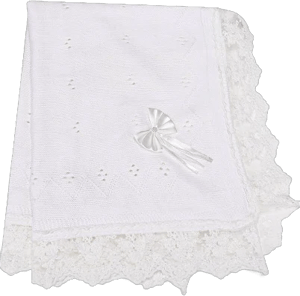 Baptism Christening Easter Gifts for Girls Boys Baby Blanket White Lace Knitted Crochet Towel Receiving Blankets for Neutral Newborns Toddler