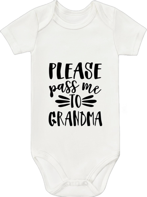 Please Pass Me to Grandma Bodysuits, Infant Boys Girls Unisex Newborn Cotton Romper Short Sleeve Outfits 0-24 Months 18-24Months White