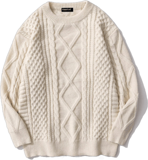 Women's Cable Knit Oversized Crewneck Sweater