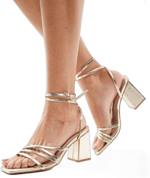 London Rebel Audrey Wide Fit Strappy Heeled Sandal