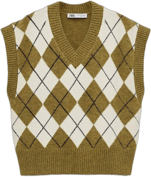 Zara Women's Argyle Jacquard Sweater Vest