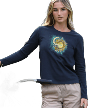 Women's Crazy Shirts Navy Long Sleeve Crewneck T-Shirts