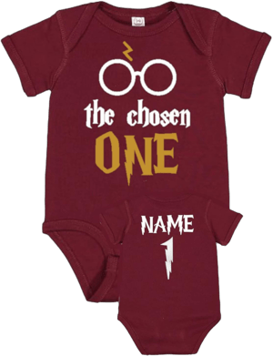 Wizard themed The chosen one, birthday personalized baby bodysuit shirt Custom colors plus family add on T-shirts options Mom dad Grandma Sister brother pet