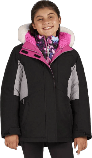 Girls' Heavyweight Faux Fur Hooded 2-in-1 Jacket