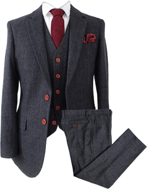 Men's 3-Piece Plaid Tweed Suit