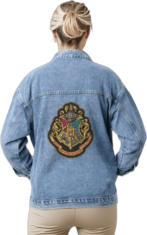 Harry Potter Women's Hogwarts Crest Patch Denim Jacket